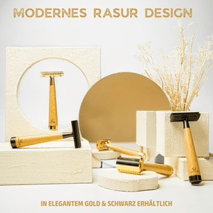 Bambus Rasierhobel - Gold Edition | inkl. 5 Klingen und E - Book - Bambuna