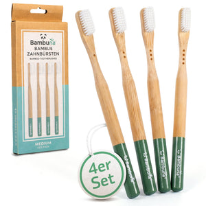 Bambus Zahnbürsten - Mittel - 4er Set - Bambuna