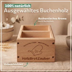 HOLZBROTZAUBER - Premium Holzbrot Backform aus Buchenholz | Perfekte Kruste & E - Book mit Brotbackrezepten - Bambuna