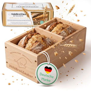 HOLZBROTZAUBER - Premium Holzbrot Backform aus Buchenholz | Perfekte Kruste & E - Book mit Brotbackrezepten - Bambuna